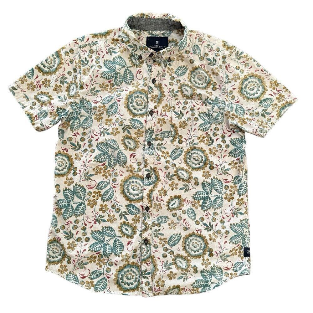 Roark Floral Casual Button Down Shirt - Green and Cream